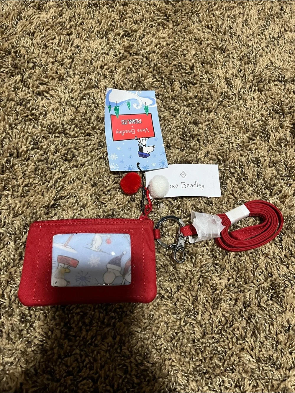 Vera Bradley Red Ski Slope Wristlet with Lanyard